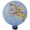 10" Blue Hand Painted Feather Design Glass Garden Gazing Ball